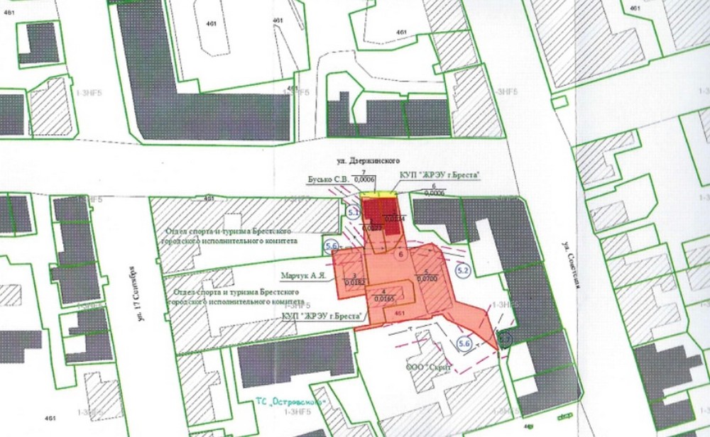 Карта земельных участков на улице Дзержинского в Бресте. Фото: wikidom