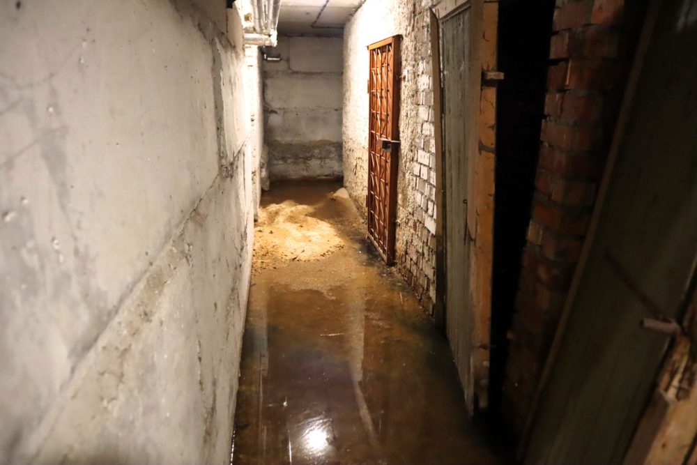 Подвал дома на улице Мовчанского в Молодечно, который продолжает затапливать канализационная вода. Фото: kraj.by